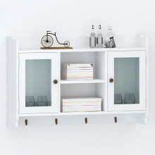 White MDF Wall Cabinet Display Shelf Book/DVD/Glass Storage Coat Bag Cap Key