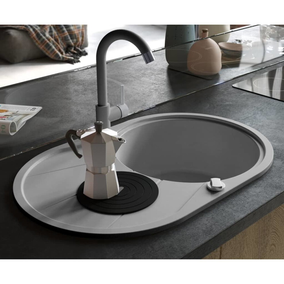 Granite Kitchen Sink Single Basin Oval Grey