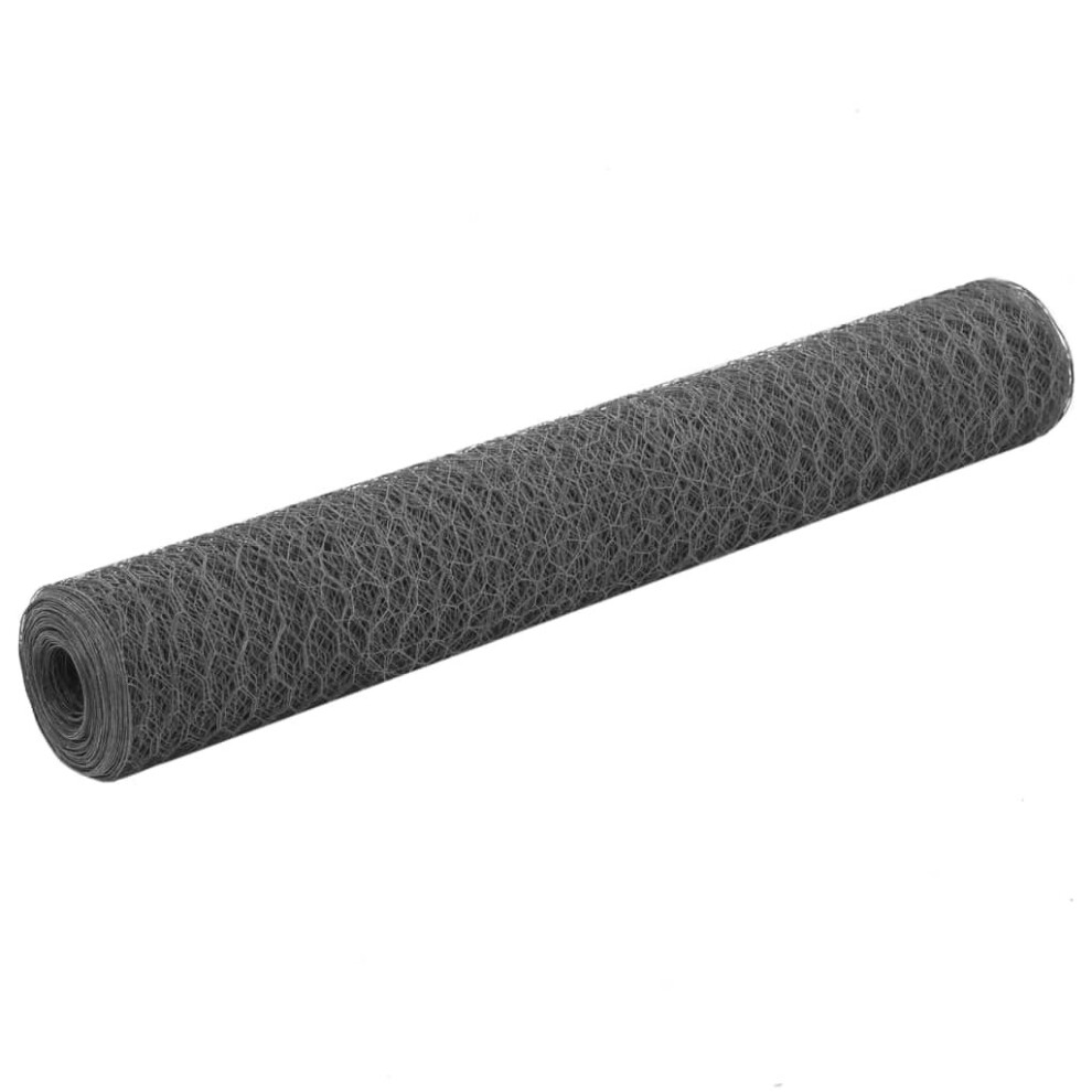 Wire Netting Steel with PVC Coating 25x1 m Hexagonal Grey