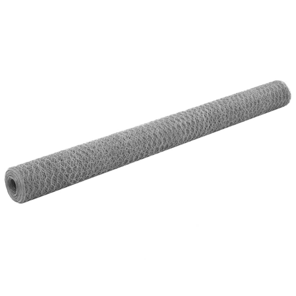 vidaXL Wire Netting Galvanised Steel 25x1.5m Hexagonal Silver Patio Mesh Fence