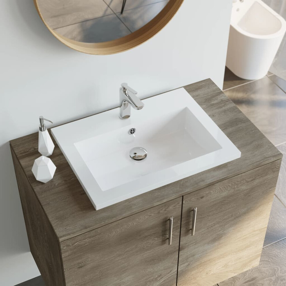 vidaXL Granite Basin White Above Counter Bathroom Cloakroom Wash Sink Bowl