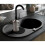 VidaXL Granite Kitchen Sink Single Basin Oval Black 1