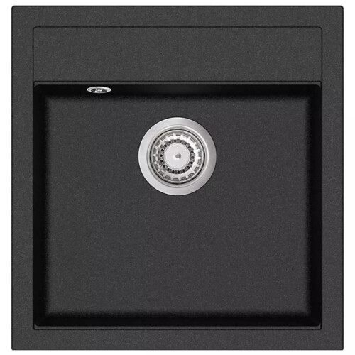 VidaXL vidaXL Granite Kitchen Sink Single Basin Black Overmount with Basket Strainer