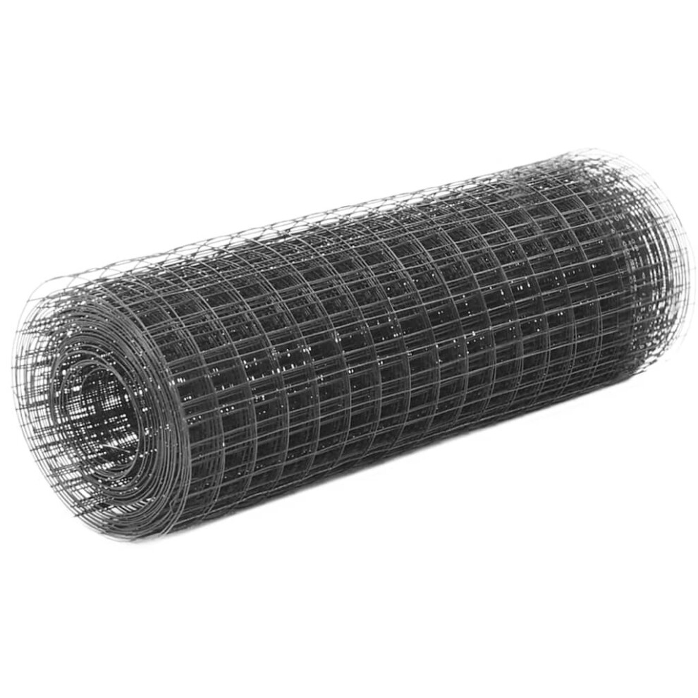 vidaXL Chicken Wire Fence Wire Mesh Roll Steel with PVC Coating 25x0.5 m Grey