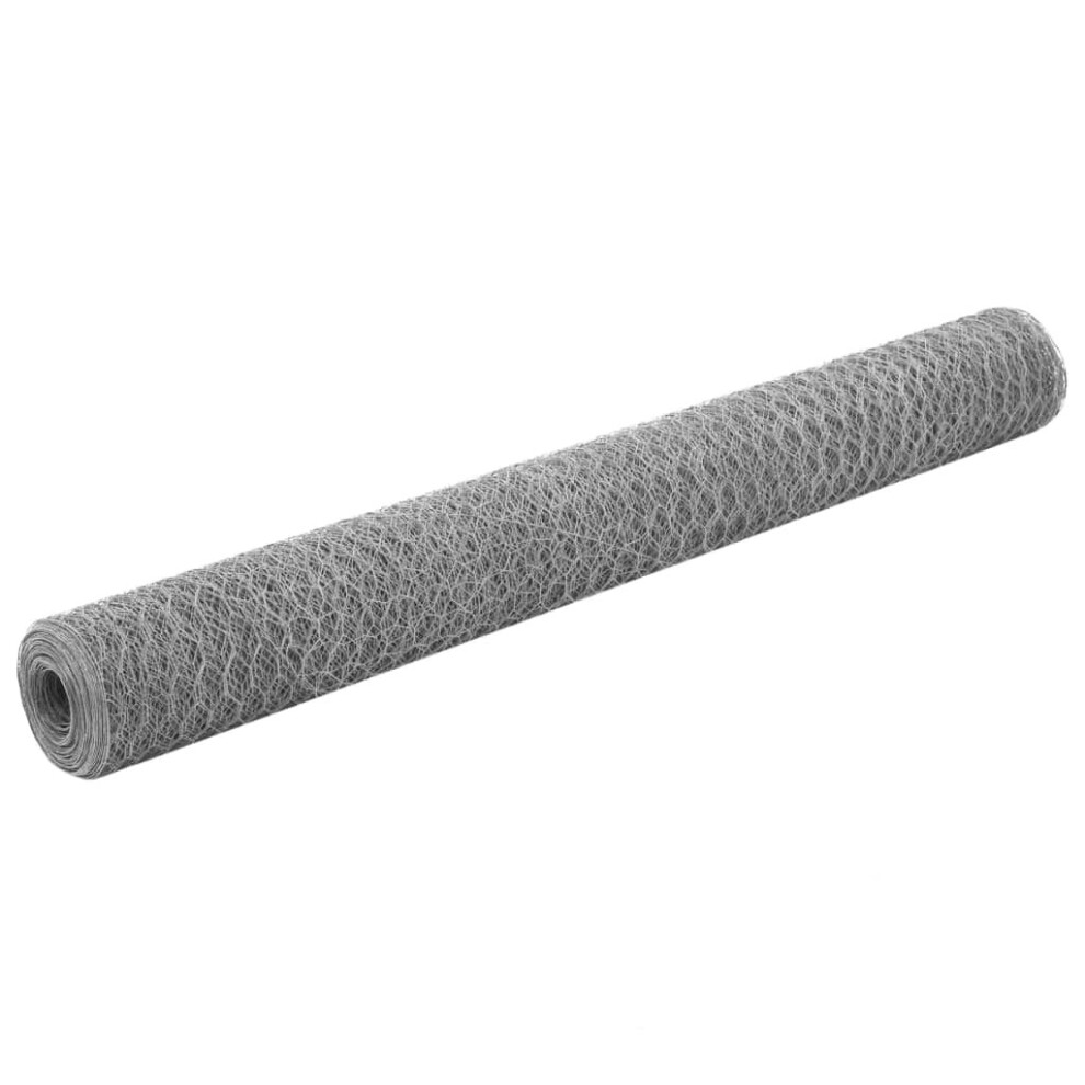vidaXL Wire Netting Galvanised Steel 25x1.2m Hexagonal Silver Patio Mesh Fence