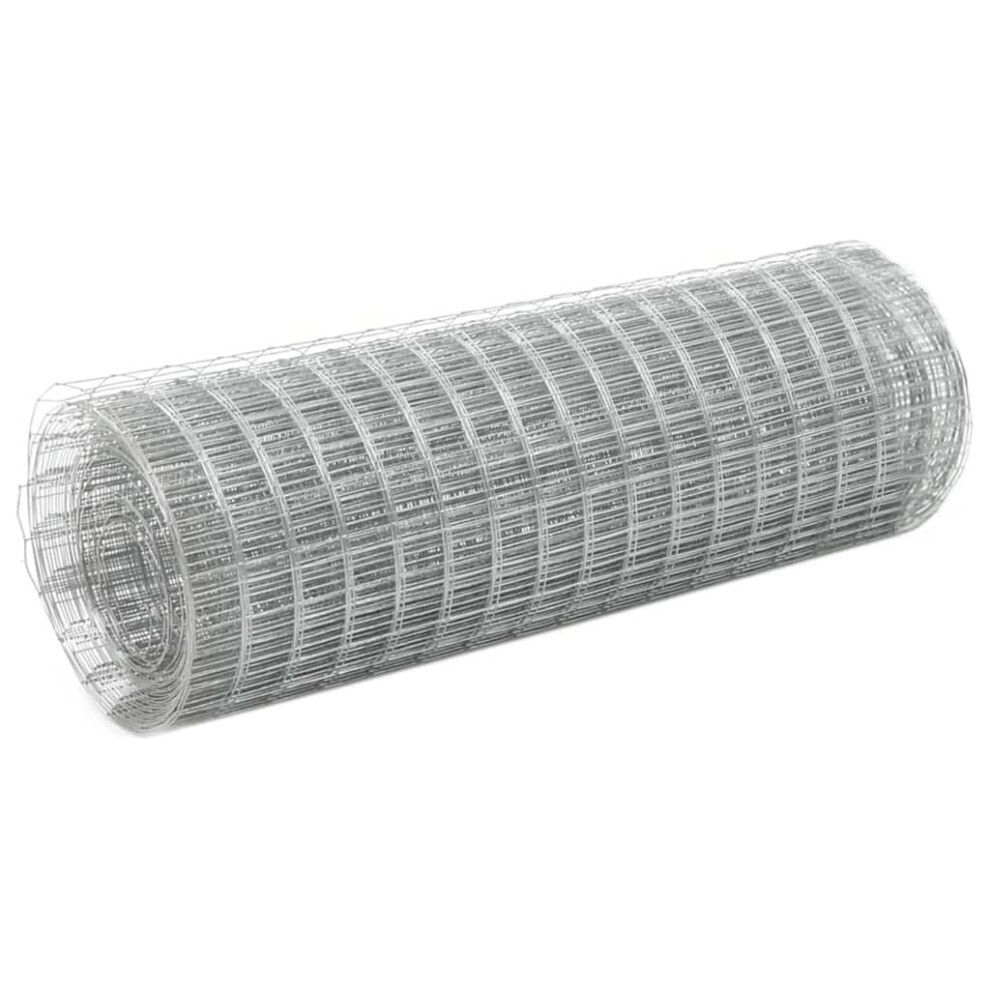vidaXL Chicken Wire Fence Wire Mesh Roll Galvanised Steel 25x0.5 m Silver