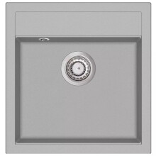 vidaXL Granite Kitchen Sink Single Basin Grey Overmount with Basket Strainer