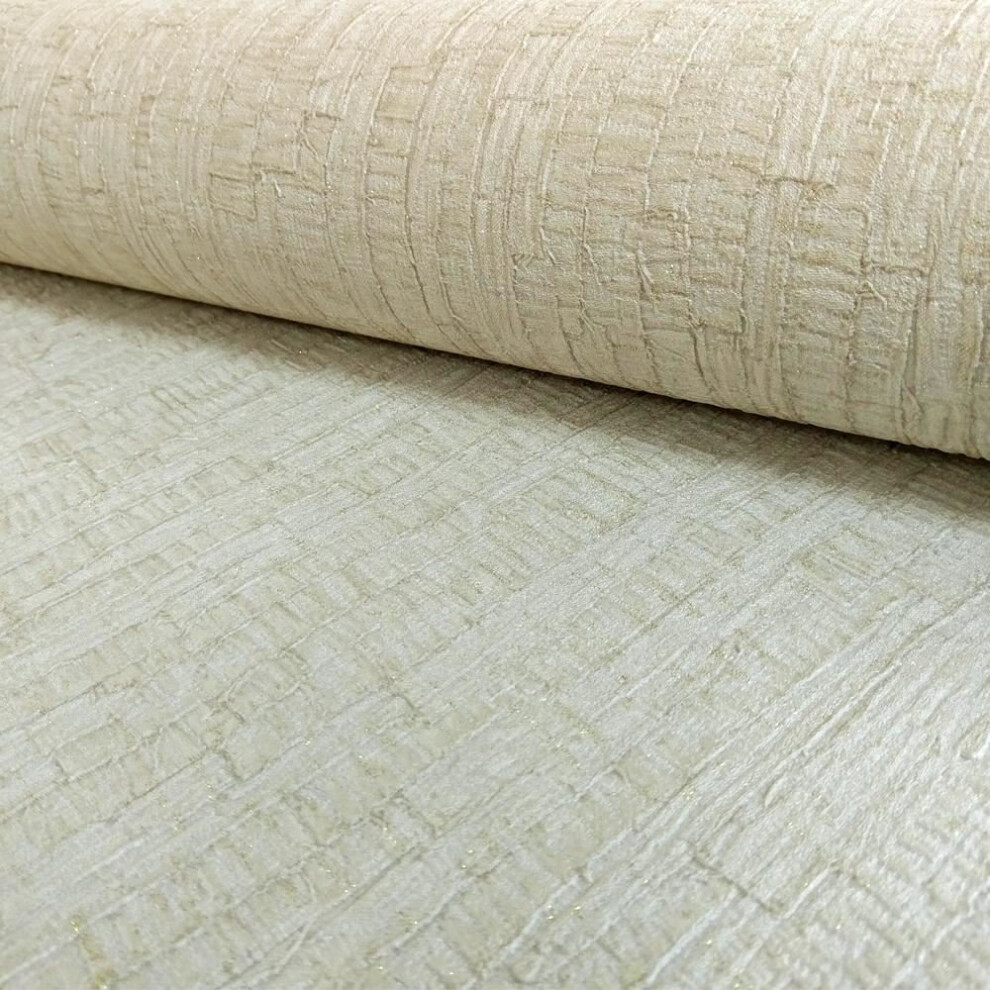 Holden Ornella Bark Pattern Wallpaper Textured Tree Wood Italian Glitter Vinyl[CREAM 35270]