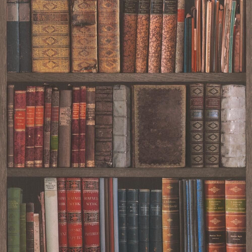 Rasch Book Shelf Pattern Wallpaper - Realistic Bookcase Vintage Library 934809
