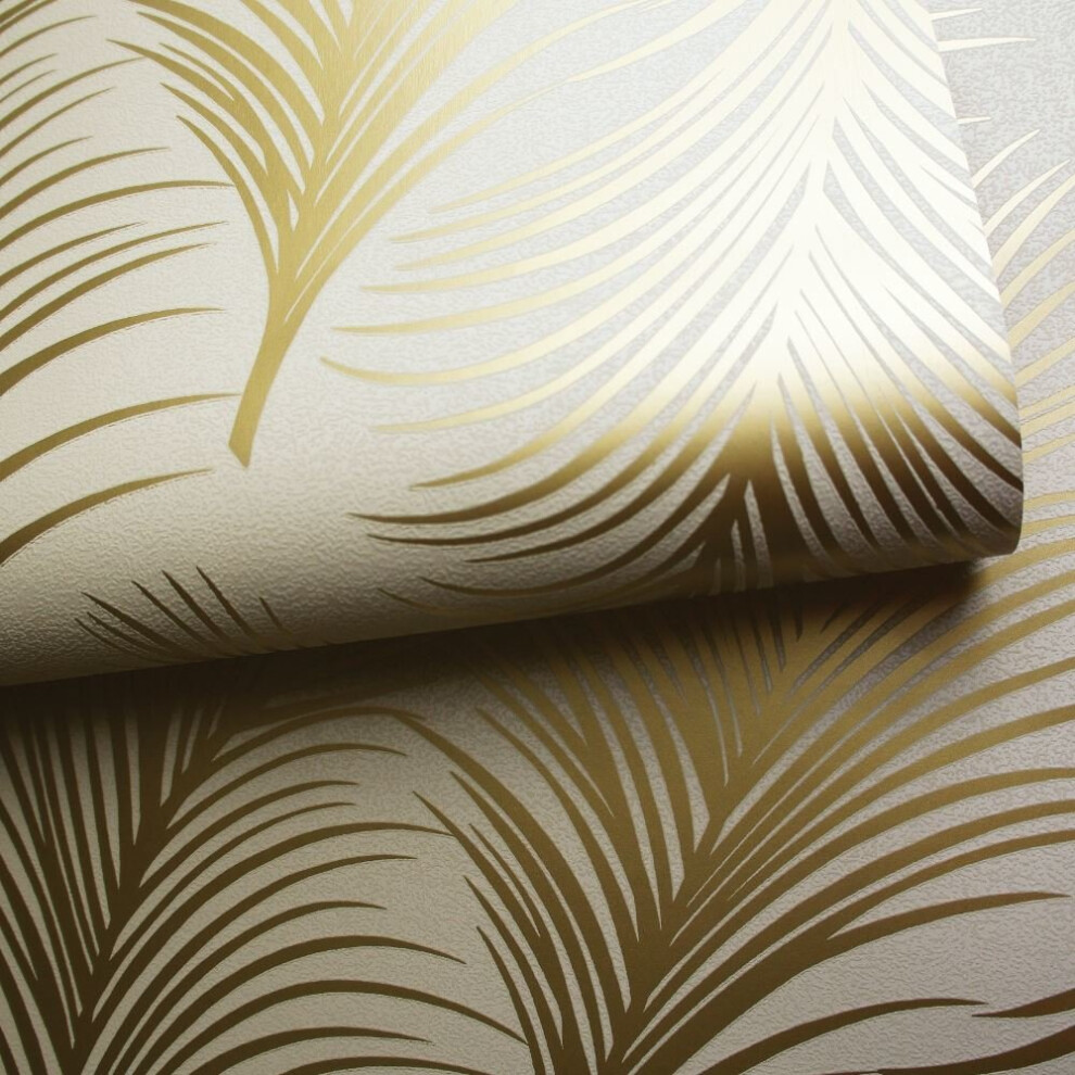 Holden Metallic Feather Pattern Wallpaper Leaf Motif Modern Textured 50080 5022976500808