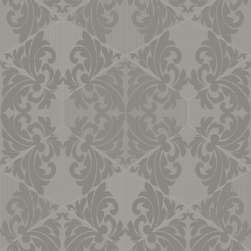 Holden Statement Zena Damask Pattern Wallpaper Stripe Motif Metallic Glitter[Taupe 65270] 5022976652705