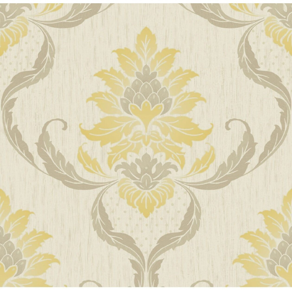 Luxury Holden Decor Italian Opus Viviani Damask Vinyl Heavyweight Wallpaper Roll[33931 Sunflower Cream]* 4051315323069