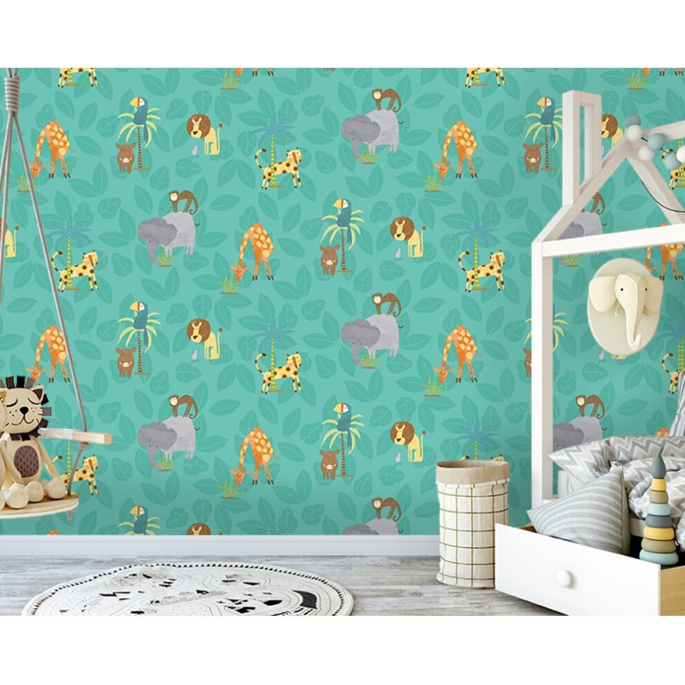 Holden Jungle Friends Childrens Animal Wallpaper Lion Monkey Kids Cartoon 12542 5022976125421