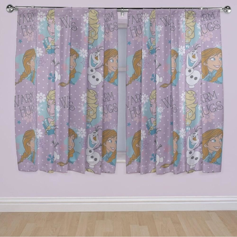 DISNEY FROZEN 66 X 54Â CRYSTAL CURTAINS SET ANNA ELSA OLAF MATCHES DUVET BEDDING