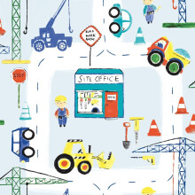 Holden Road Work Pattern Childrens Wallpaper digger Builder Cars Motif 11051