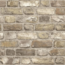 Grandeco Vintage House Brick Pattern Wallpaper A28904 - Textured Faux Brick, Paste-the-Wall, Strippable, 10.05m x 0.53m