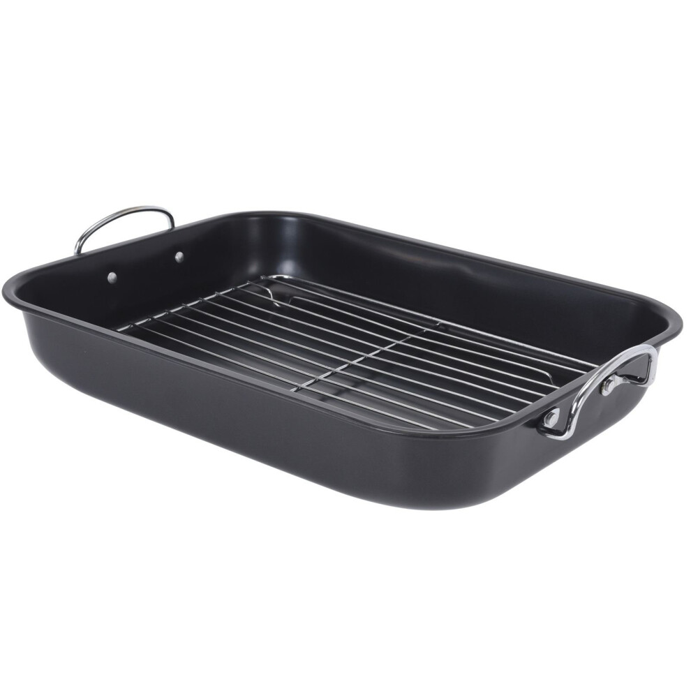 Rectangular Non-Stick Roasting Baking Pan Dish Tin Oven Tray With Cooling Rack