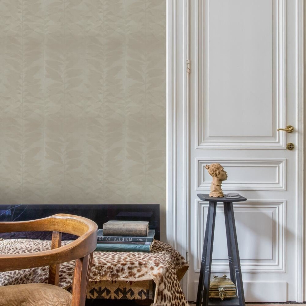 Grandeco Botanical Floral Leaf Pattern Wallpaper Modern Striped Leaves Motif[Grey Ba2105] 5411012376734