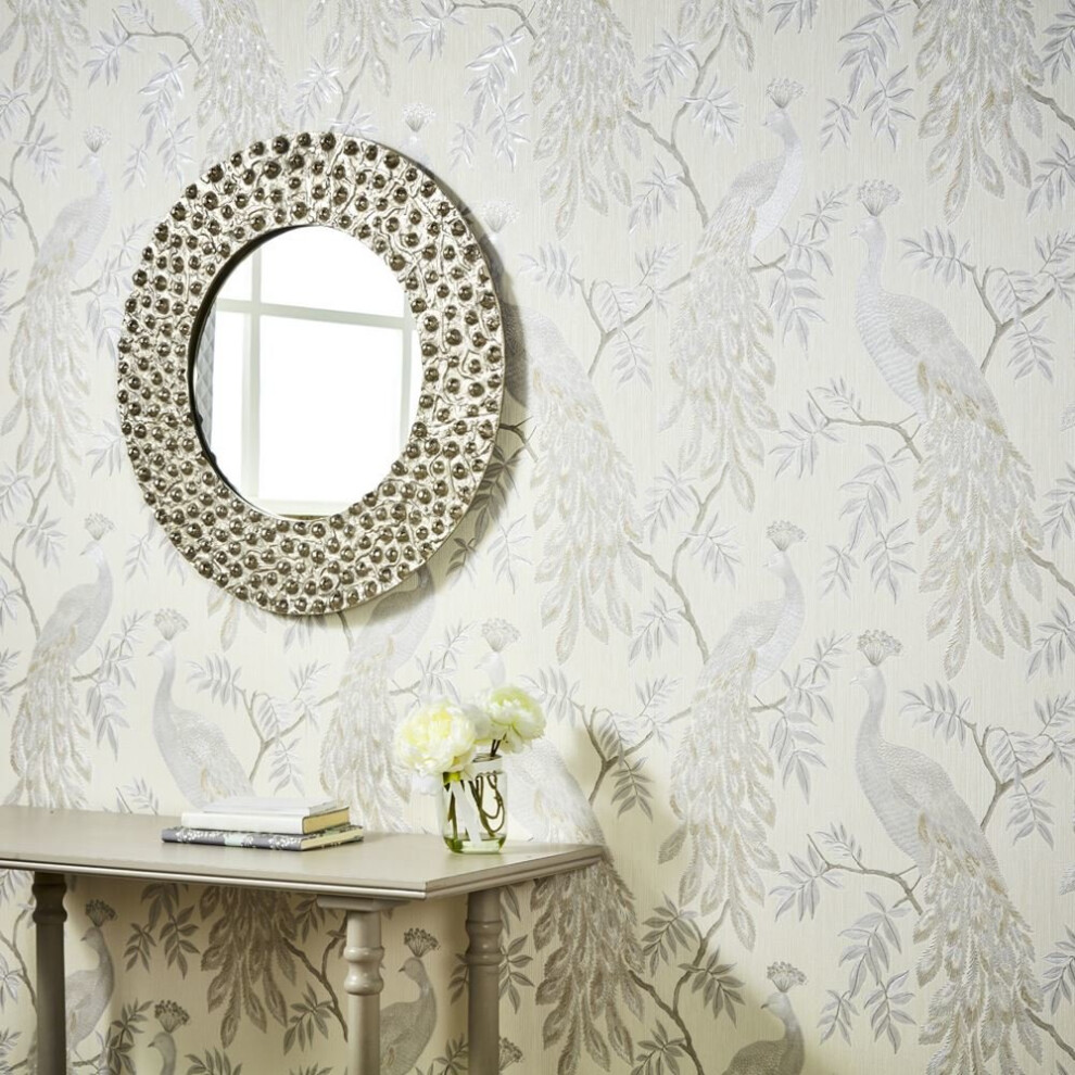 Arthouse Lazzaro Peacock Pattern Wallpaper Bird Leaf Floral Glitter Motif 292102