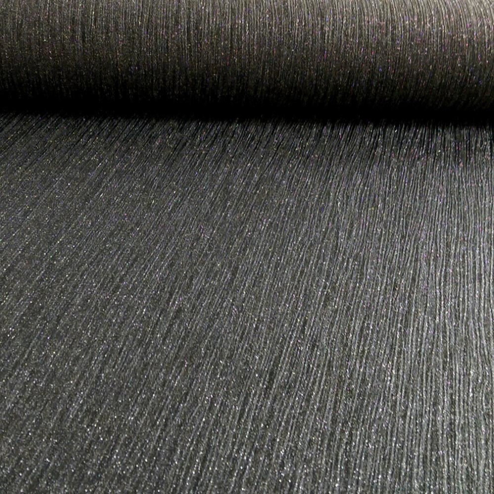 New Debona Crystal Plain Pattern Textured Stripe Glitter Motif Vinyl Wallpaper[Black 9003] 5060119352464