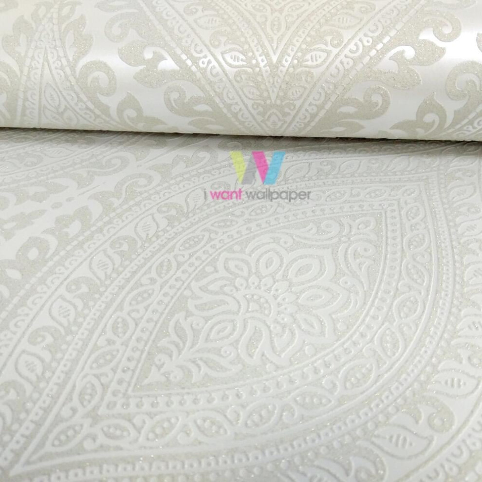 Grandeco Kismet Damask Pattern Wallpaper Metallic Glitter Motif Art Deco Roll[Cream A17701] - Image 4