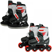 Boys Red 2in1 Roller Blades Inline Ice Skates Set[Small 9-12 (27-30 EU)]