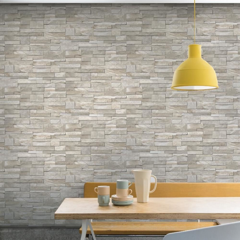 Grandeco Stone Pattern Wallpaper Faux Effect Realistic Modern Embossed Brick[Stone A17203] 5411012386788
