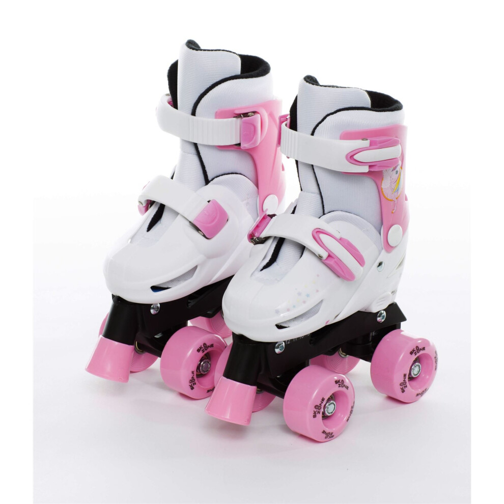 Sk8 Zone Unicorn Quad Skates Kids Roller Boots Pads Helmet Skate Set Size 9-12