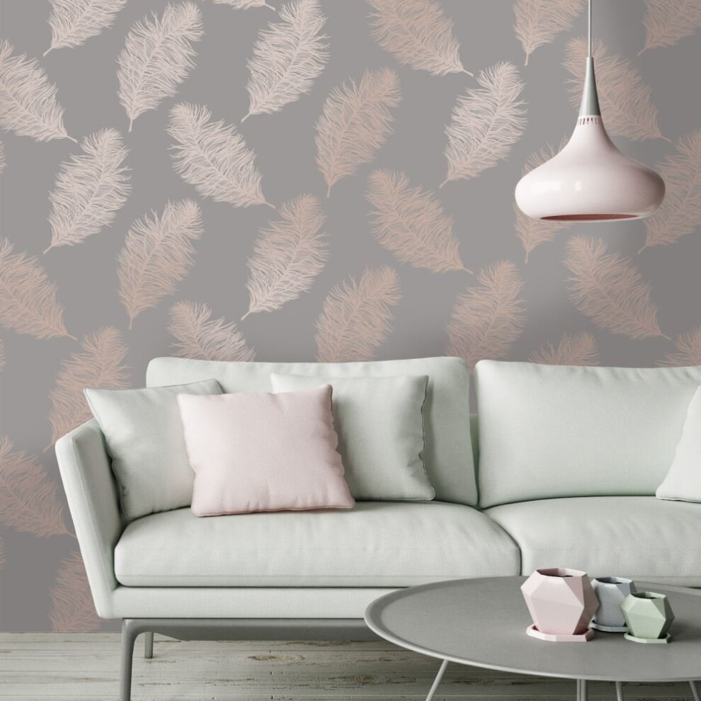 DUTCH WALLCOVERINGS Wallpaper Grey and Rose Gold Home Wall Covering Decoration