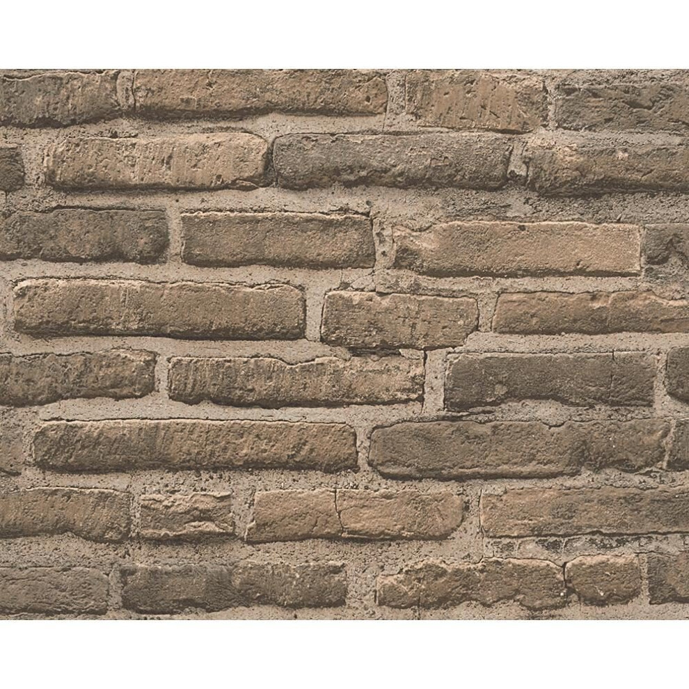 As Creation House Brick Pattern Wallpaper Faux Effect Realistic Stone Embossed[Beige Grey 307472] 4051315140260