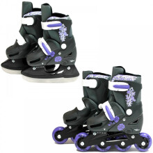 SK8 Zone Girls Purple 2in1 Adjustable Roller Blades Inline Skates Ice Skating[Small 9-12 (27-30 EU)]