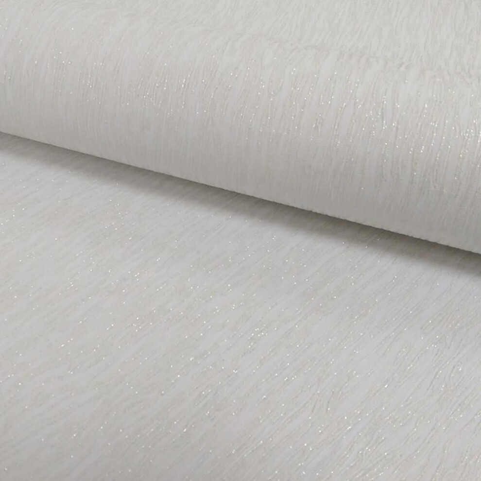 New P&S International Striped Pattern Glitter Motif Stripe Textured Wallpaper[White 13239-40] 653449779411