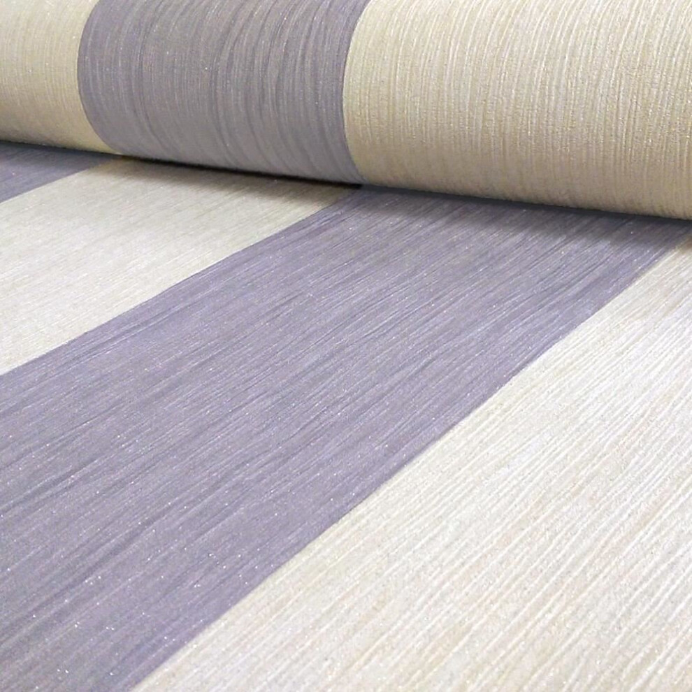 New Debona Crystal Stripe Pattern Striped Textured Glitter Vinyl Wallpaper Roll[Ivory Silver 9013] 5060119352617
