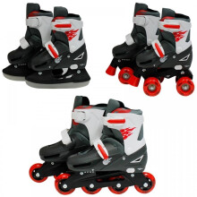 Red 3in1 Roller Blades Inline Quad Ice Skates Small 9-12 (27-30 EU)