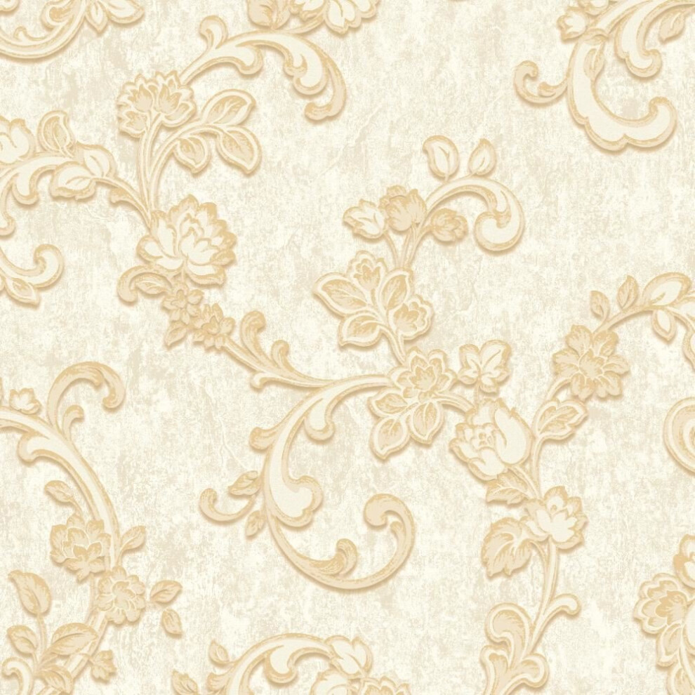 Grandeco Villa Borghese Floral Leaf Pattern Wallpaper Metallic Glitter 130602 5411012400910