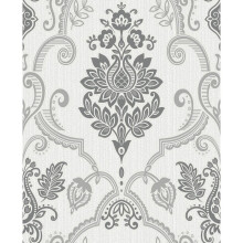 NEW HOLDEN SANDRINGHAM FLORAL DAMASK PATTERN GLITTER VINYL TEXTURED WALLPAPER[BLACK WHITE 75730]