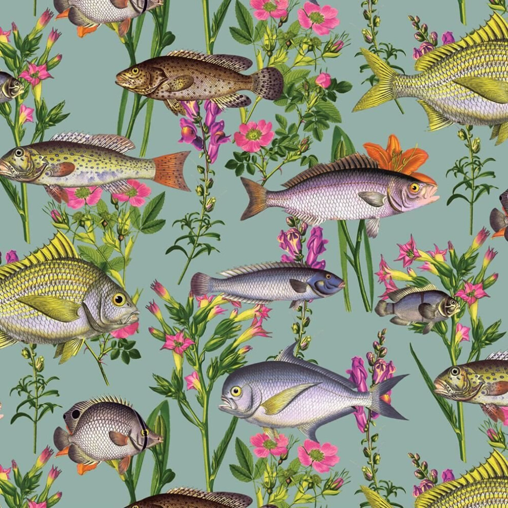 Holden Décor Lagoon Fish Pattern Wallpaper Sea Life Aquarium Marine Flowers Roll[TEAL 12171]