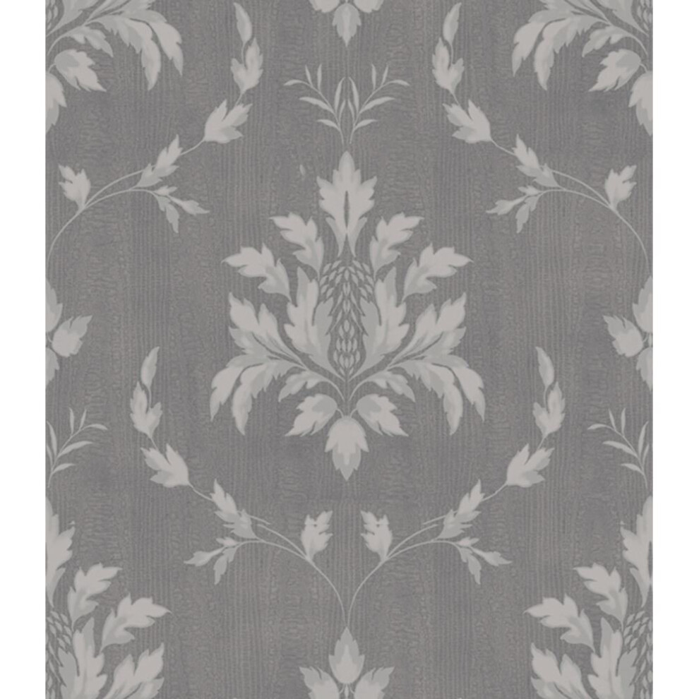 Holden Olivia Leaf Pattern Damask Wallpaper Metallic Textured Motif Vinyl 35580 5022976355804