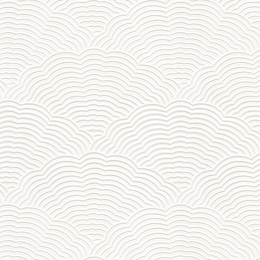 White Blown Vinyl Wallpaper Embossed Textured Paintable Fan Artex sample - Image 5