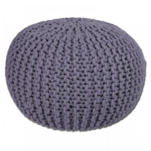 Large 50cm Round Cotton Knitted Pouffe Ball Foot Stool Braided Cushion Seat Rest[Dark Grey]