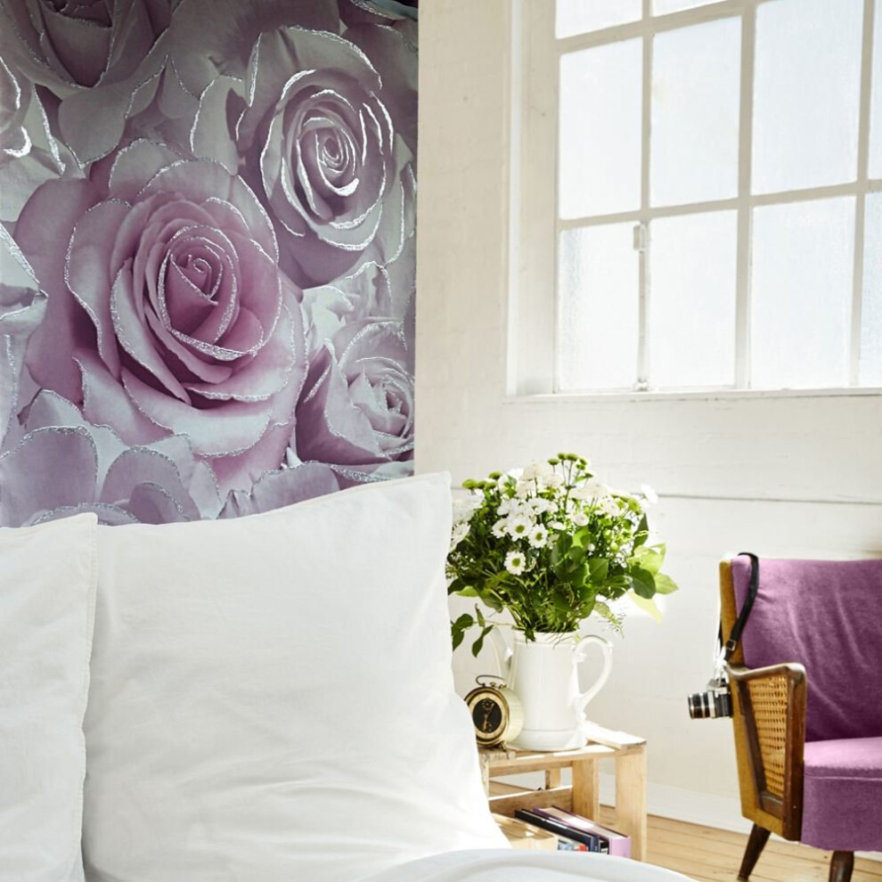 MURIVA LILAC FLOWER WALLPAPER MADDISON SILVER GLITTER QUALITY DESIGNER 139522 - Image 6