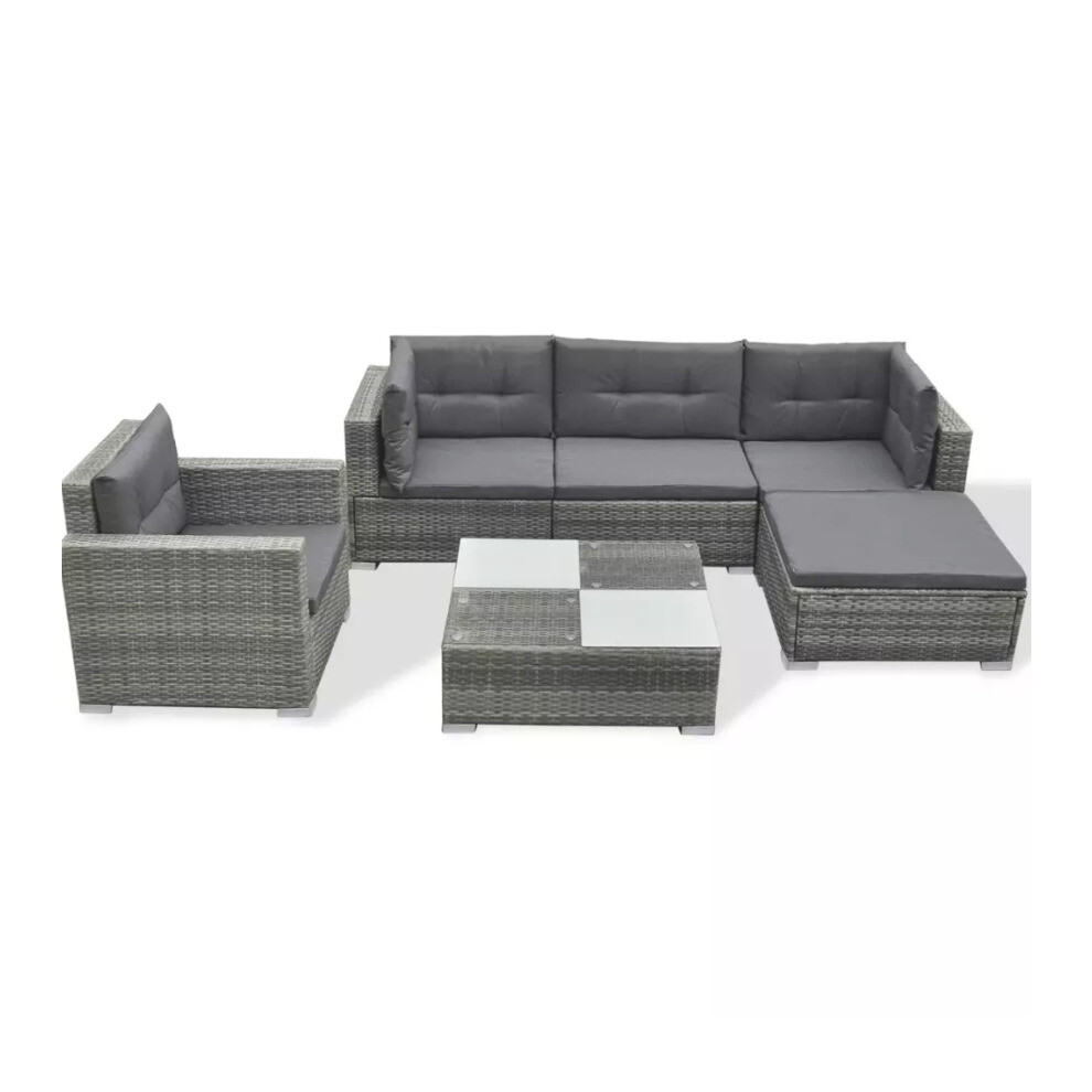 6pc vidaXL 42744 Rattan Garden Sofa Set | 5 Seater Outdoor Rattan Furniture Set