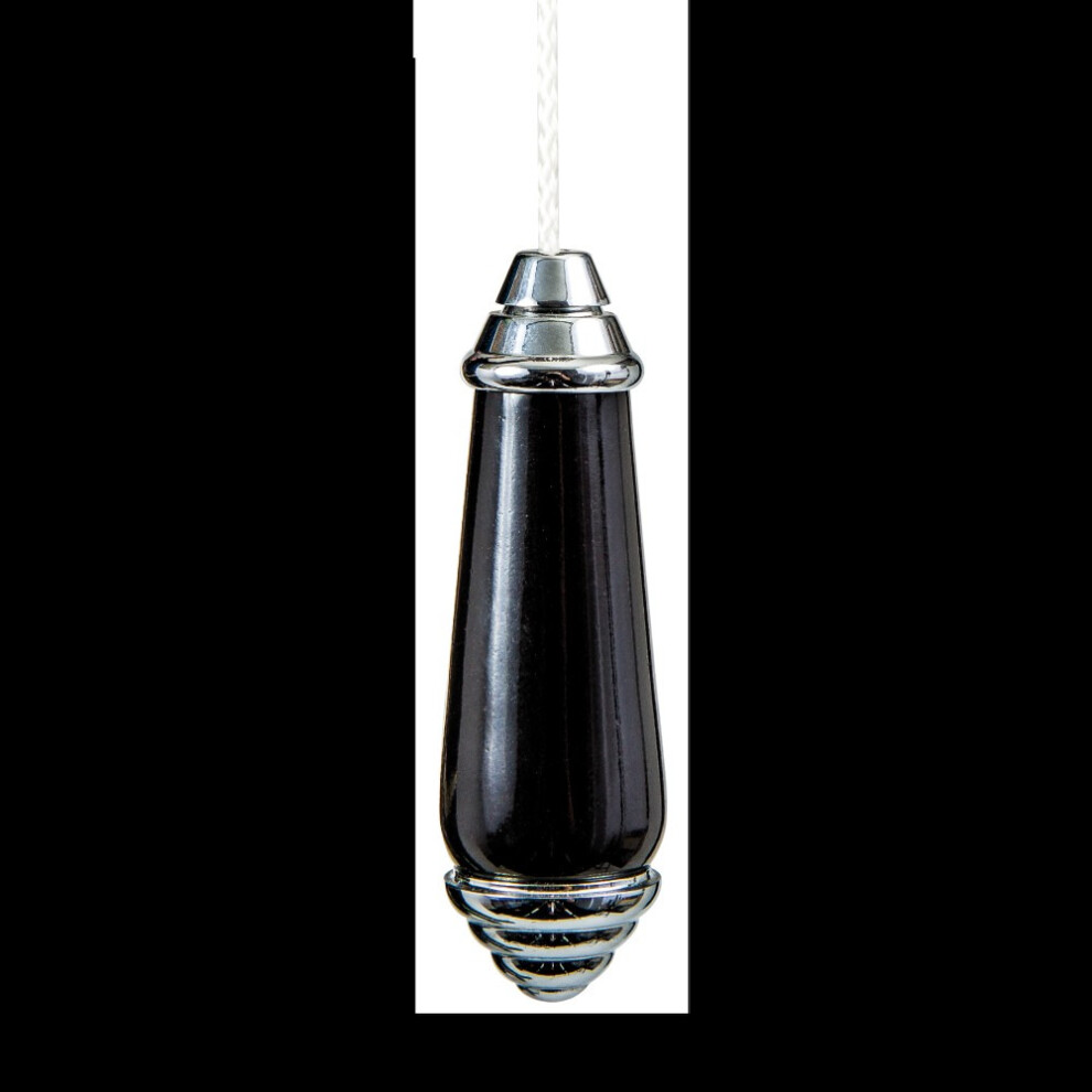 (Black) Traditional Chrome & Ceramic Bathroom Light Pull