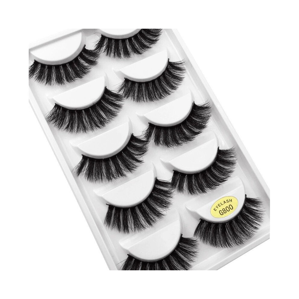 5 Pairs 3D False Eyelashes Mink Wispy Cross Long Thick Soft Fake Eye Lashes