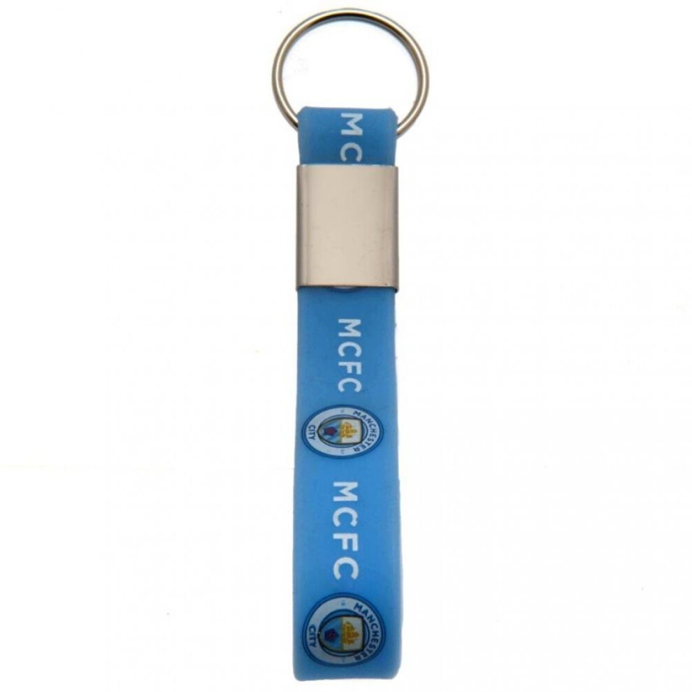 Manchester City Fc Silicone Keyring Blue