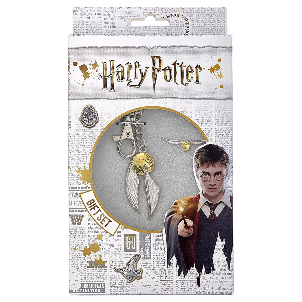 Harry Potter Golden Snitch Keyring And Badge Set