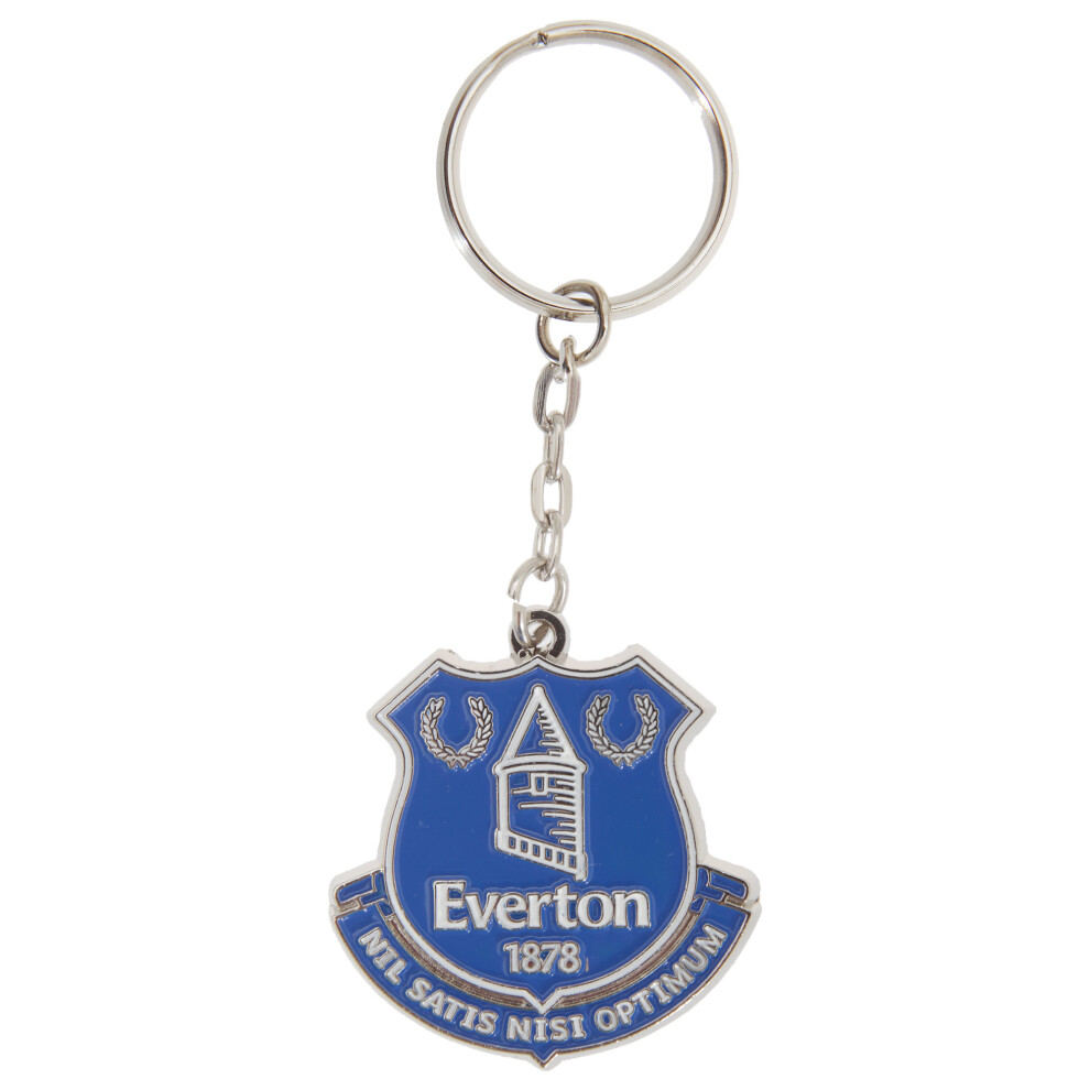 Everton Fc Official Metal Football Crest Keyring Blue