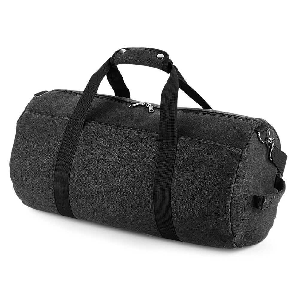 (One Size, Vintage Black) Bagbase Vintage Canvas Barrel Bag-image-OPC-P52WCQR-NEW