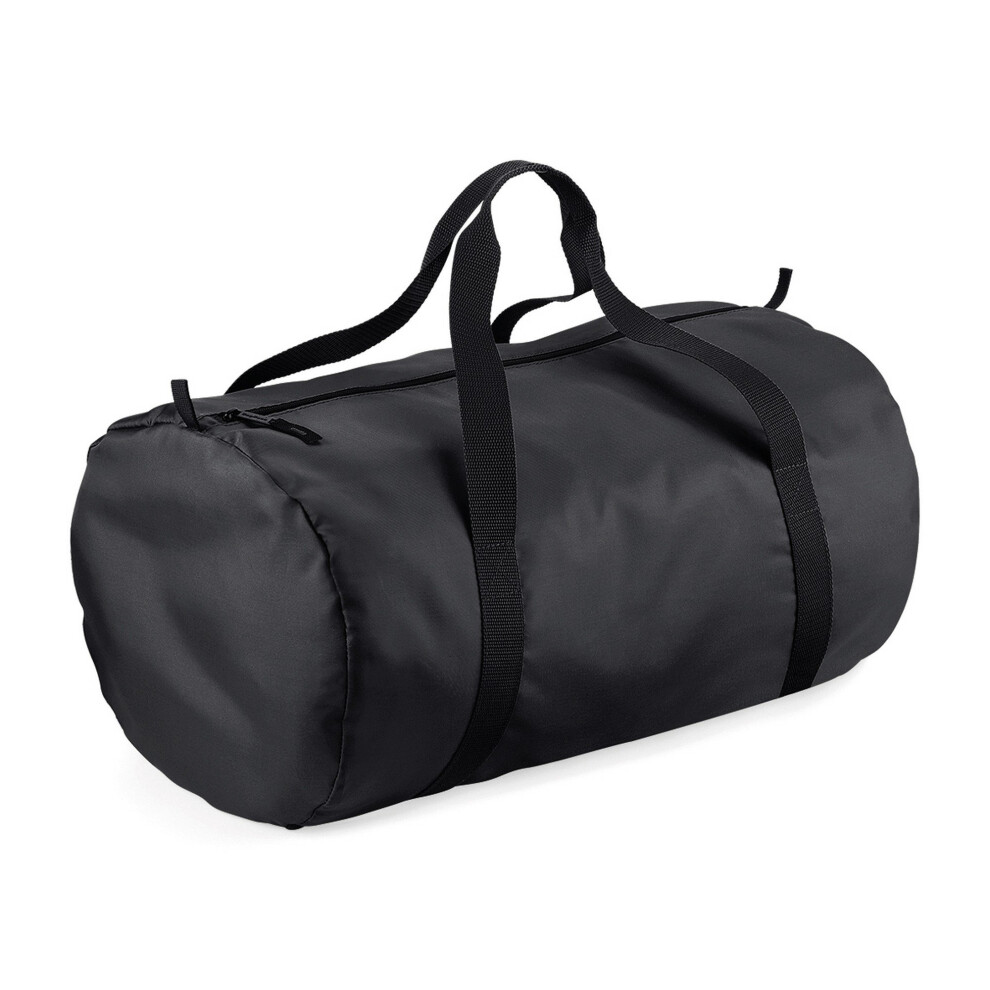 (One Size, Black/Black) BagBase Packaway Barrel Bag / Duffle Water Resistant Travel Bag (32 Litres) (Pack of 2)-image-OPC-P52WDFV-NEW