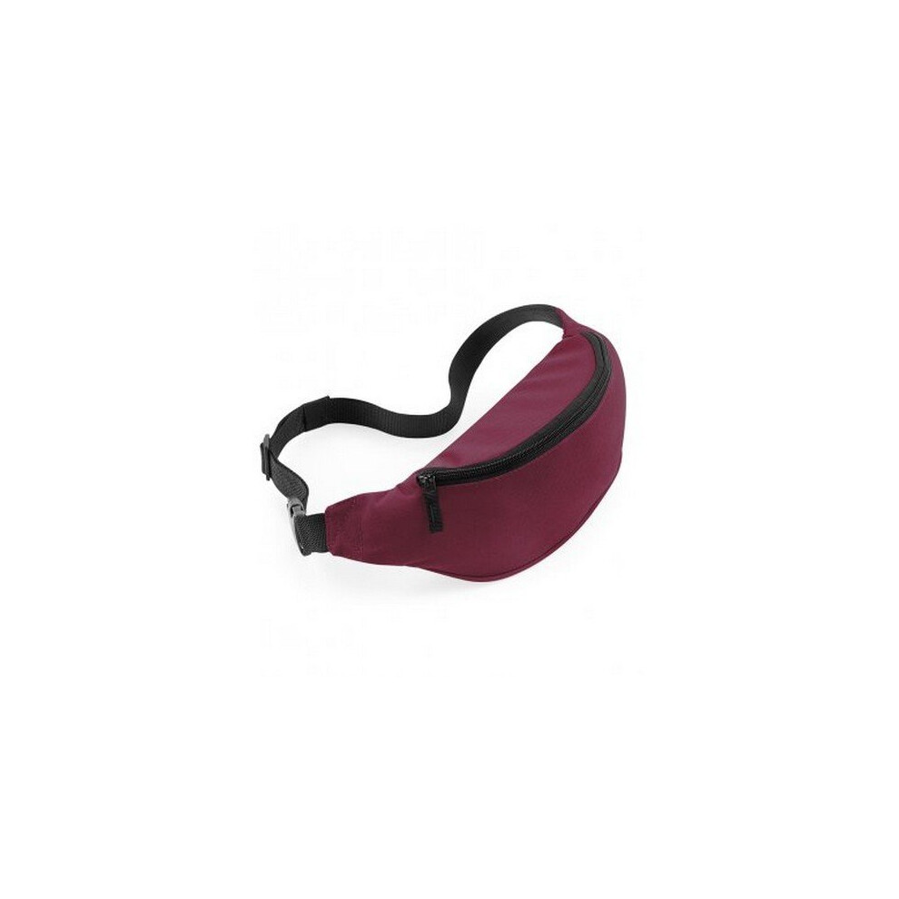 (One Size, Burgundy) Bagbase Adjustable Belt Bag (2.5 Litres) (Pack of 2)